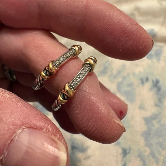 David Yurman Gold and Silver Cable Rings - Picture 2 of 5